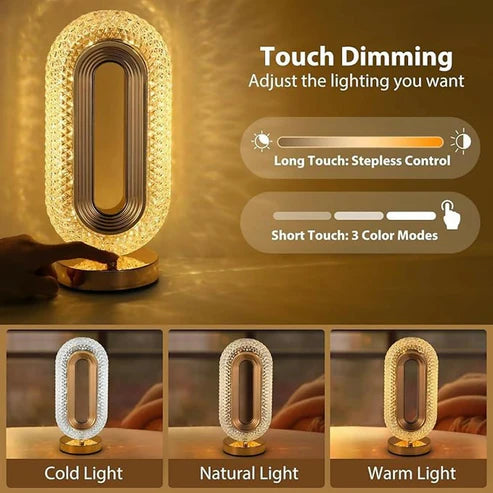 Modernly Crystal Touch Lamp with 3 Colour Modes & Dimmable Brightness